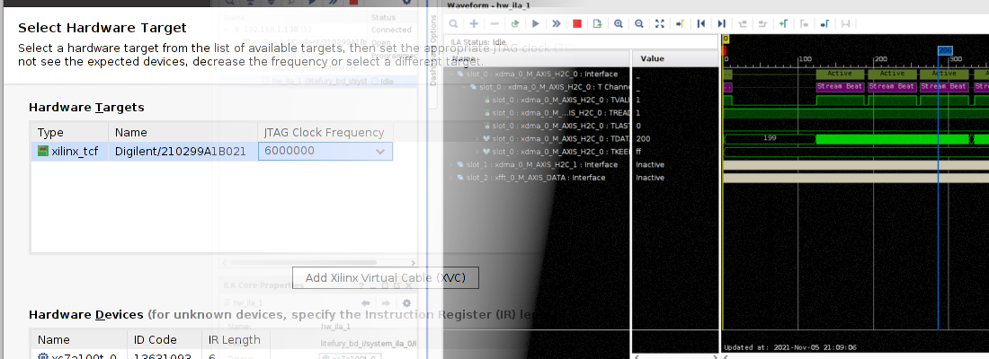 Remote debugging via hardware server.