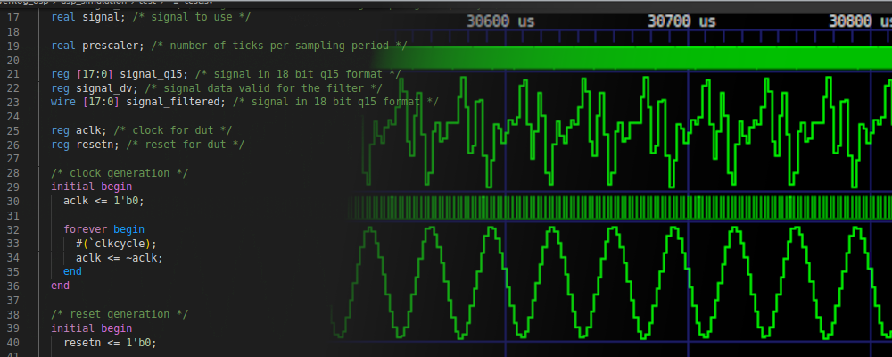 Simulating DSP algorithms using Verilog.