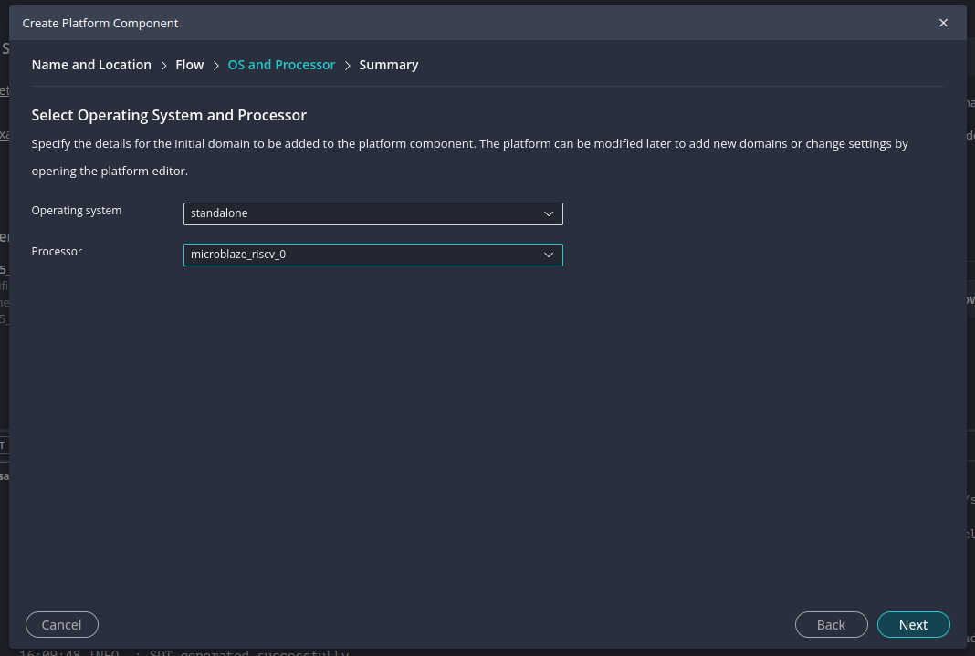 Create the platform component in Vitis Create the platform component in Vitis