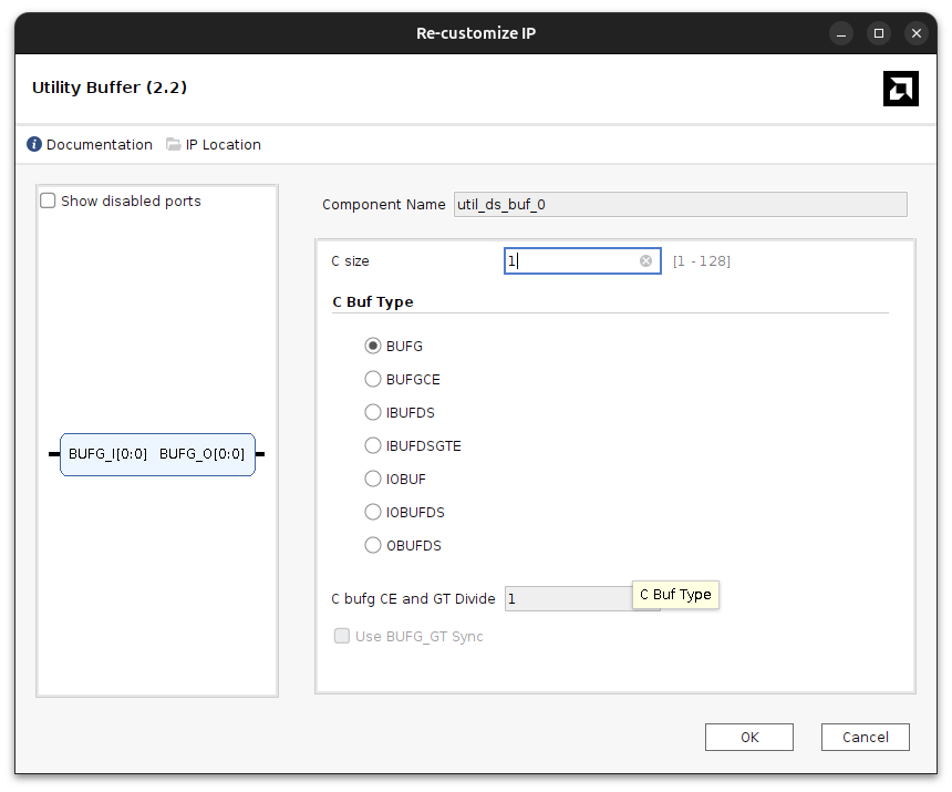 "Utility buffer configured as BUFG"