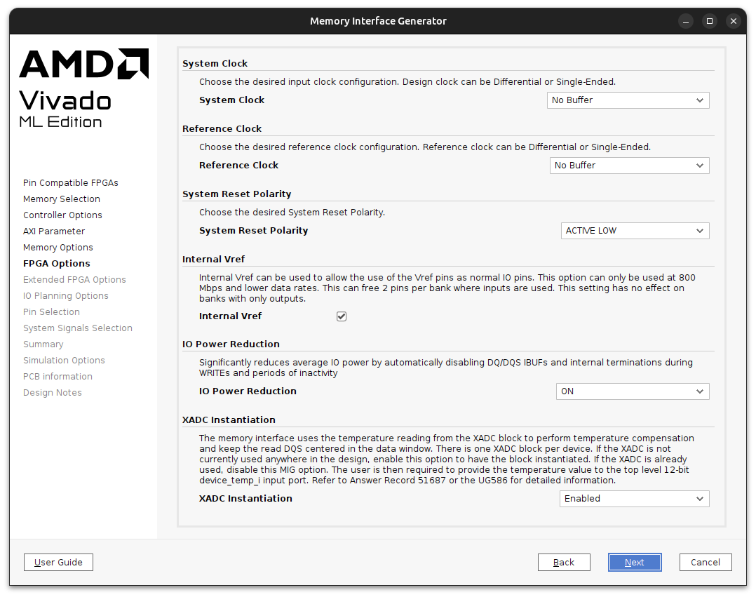 "MIG SYS CLK configured without input buffer"