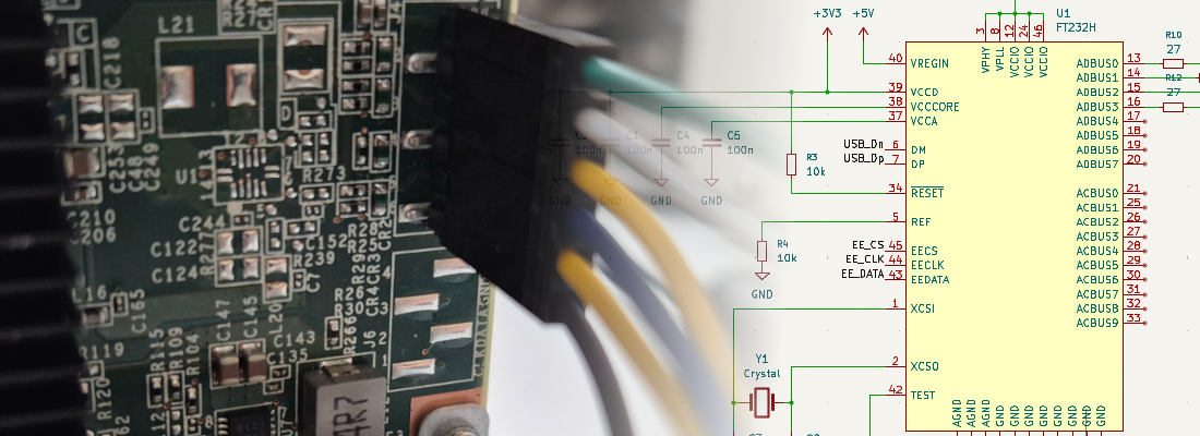 Internal USB header JTAG cable with an FT232H