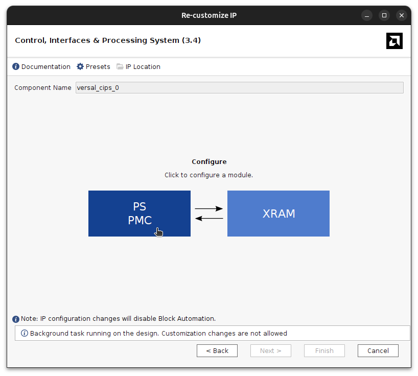 Customizing the CIPS IP in the block design