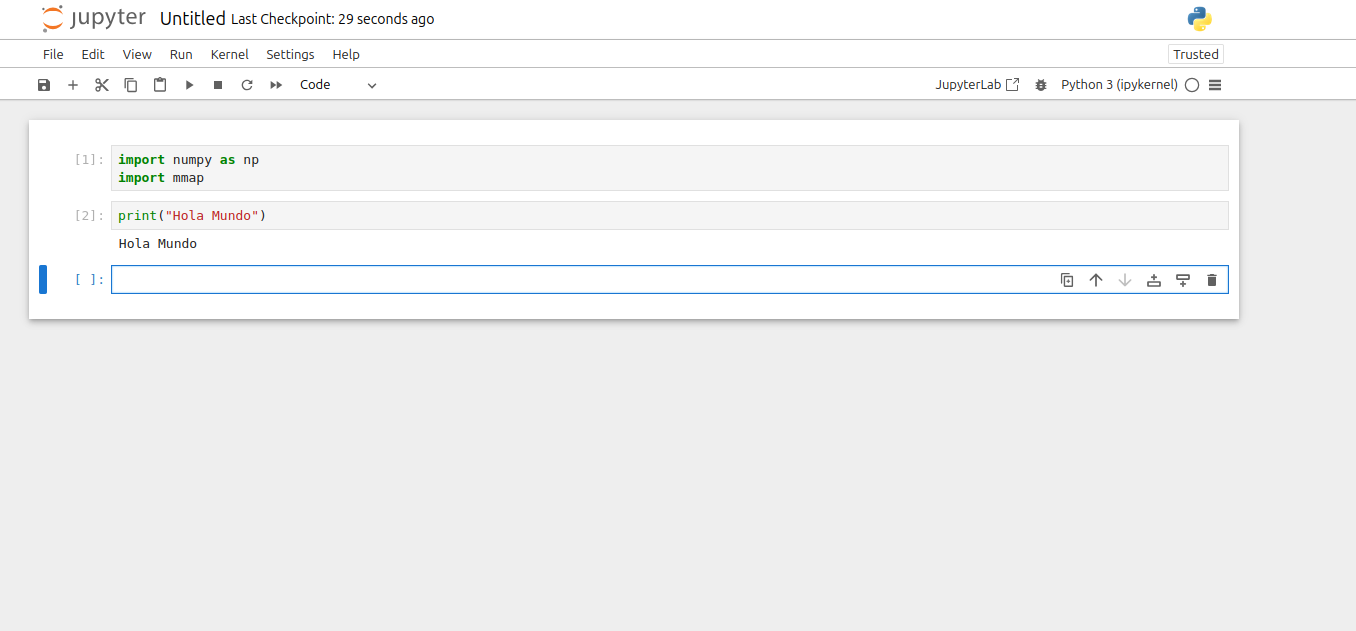 Importing numpy and mmap in a Jupyter Notebook on the board
